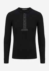 Dolce & Gabbana Ribbed Logo Sweater Black G8TF3THU7WRN0000_Black_40005348