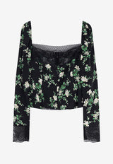 Dolce & Gabbana Floral Print Cropped Blouse Multicolor F7BQ1TFSA9GHX6BZ_Black_40005290