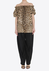 Dolce & Gabbana Off-Shoulder Leopard Print Blouse Brown F71J7T-HS5E3-HY13M