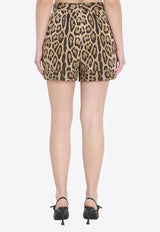 Dolce & Gabbana Leopard Print Poplin Mini Shorts Brown FTASXT-HS5E3-HY13M