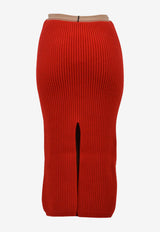Calvin Klein Ribbed Knit Midi Skirt Red SA08-K039-618