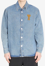 AMI PARIS Ami De Coeur Denim Overshirt Blue UJK897-DE0046-480