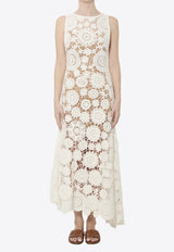 Self-Portrait Crochet Knit Maxi Dress White AC26031XW--WHITE