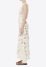 Self-Portrait Crochet Knit Maxi Dress White AC26031XW--WHITE