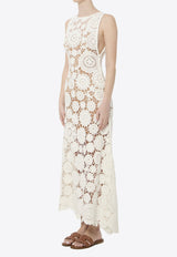 Self-Portrait Crochet Knit Maxi Dress White AC26031XW--WHITE