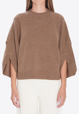 Max Mara Ampex Crossover Sweater in Wool and Cashmere Beige 2521366021600-12021-006