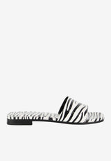 Paris Texas Rosa Zebra Print Flat Sandals Monochrome PX796-XPZSF-ZEBRA