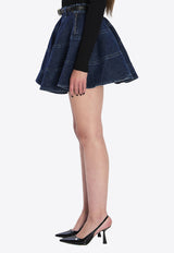 Self-Portrait Flared Mini Denim Skirt Blue RS26554SK--BLUE