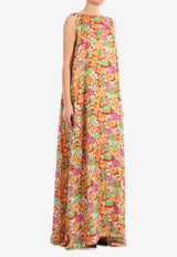 Plan C Floral Print Maxi Dress Multicolor ABCAB06LN0-TV009-FIR02