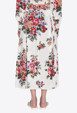 Dolce & Gabbana Floral Bouquet Print Midi Poplin Skirt Multicolor F4DC7T-HS5UU-HA5ZO