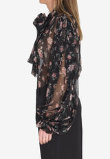 Dolce & Gabbana Vintage Rose Chiffon Blouse Black F7BL0T-IS10R-HN5XQ