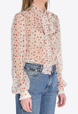 Dolce & Gabbana Vintage Rose Chiffon Blouse White F7BK7T-IS10I-HA5XJ