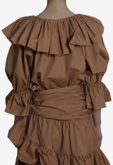 Chloé Ruffled Poplin Blouse Brown CH26UH101144--26U