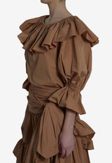 Chloé Ruffled Poplin Blouse Brown CH26UH101144--26U