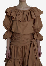 Chloé Ruffled Poplin Blouse Brown CH26UH101144--26U
