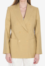 Max Mara Mohair and Silk Double-Breasted Blazer Beige 2511041151600-10254-001