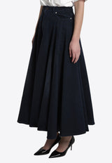 Balenciaga Godet Washed Denim Midi Flared Skirt Blue 856906-TTW64-8074