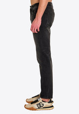 Dolce & Gabbana Logo Plaque Straight-Leg Jeans Gray GYJCCD-G8OM9-S9001