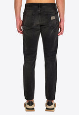 Dolce & Gabbana Logo Plaque Straight-Leg Jeans Gray GYJCCD-G8OM9-S9001