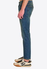 Dolce & Gabbana Logo Plaque Faded Jeans Blue GYJCCD-G8OL5-S9001