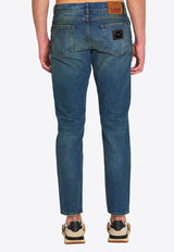 Dolce & Gabbana Logo Plaque Faded Jeans Blue GYJCCD-G8OL5-S9001