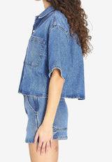 Alexander Wang Cropped Denim Shirt Blue 4DC1261938--400C