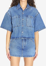 Alexander Wang Cropped Denim Shirt Blue 4DC1261938--400C