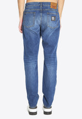 Dolce & Gabbana Logo Plaque Straight-Leg Jeans Blue GYJCCD-G8NZ5-S9001