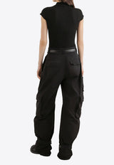 Dolce & Gabbana Cropped Knit Polo T-shirt Black FXZ41Z-JFMHG-N0000