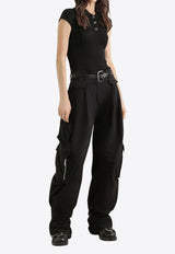 Dolce & Gabbana Cropped Knit Polo T-shirt Black FXZ41Z-JFMHG-N0000