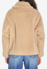 Max Mara Short Teddy Coat in Wool-Blend Beige 2611081011600-10501-029