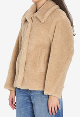 Max Mara Short Teddy Coat in Wool-Blend Beige 2611081011600-10501-029