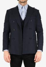 Tonello Double-Breasted Wool Jacket Navy 01G3R0X-1063U-600
