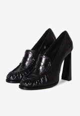 Saint Laurent Le Loafer 110 Pumps in Eel Skin Leather Black 858970-0WXAD-1000