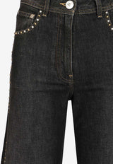 Versace Stud-Embellished Faded Jeans Black 1022452-1A16477-1D040