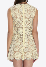 Self-Portrait Floral Lace Mini Dress Butter RS26217S--YELLOW