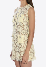 Self-Portrait Floral Lace Mini Dress Butter RS26217S--YELLOW