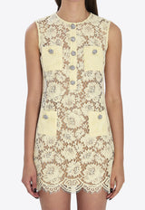 Self-Portrait Floral Lace Mini Dress Butter RS26217S--YELLOW