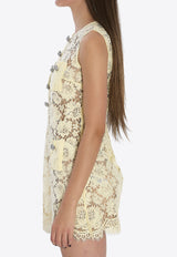 Self-Portrait Floral Lace Mini Dress Butter RS26217S--YELLOW