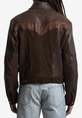 Versace Leather Slim Jacket Brown 1024208-1A17766-1N260