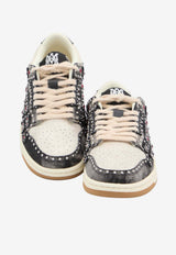 Amiri Stud Skel Denim-Effect Sneakers Black AMSNSN1002--001