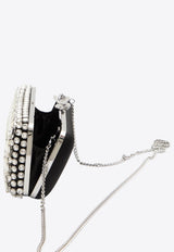 Self-Portrait Crystal Satin Clutch Crystal SS26305AB--BLACK