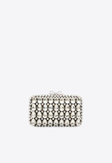 Self-Portrait Crystal Satin Clutch Crystal SS26305AB--BLACK