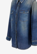 Golden Goose DB Denim Print Long-Sleeved Shirt Blue GWP02525-P002406-50100