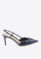 Valentino 80 VLogo Patent Leather Slingback Pumps Blue 8W2S0R01-TMK-FI8