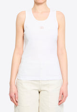 Dolce & Gabbana DG Logo Ribbed Tank Top White F8V40Z-GDDL8-W0800