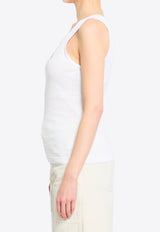 Dolce & Gabbana DG Logo Ribbed Tank Top White F8V40Z-GDDL8-W0800