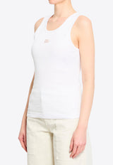 Dolce & Gabbana DG Logo Ribbed Tank Top White F8V40Z-GDDL8-W0800