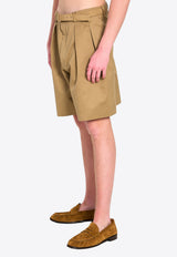 Saint Laurent Belted Bermuda Shorts Beige 860929-Y7I14-2613