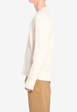 James Perse Crewneck Ribbed Sweatshirt Cream MXA3278--LATTE